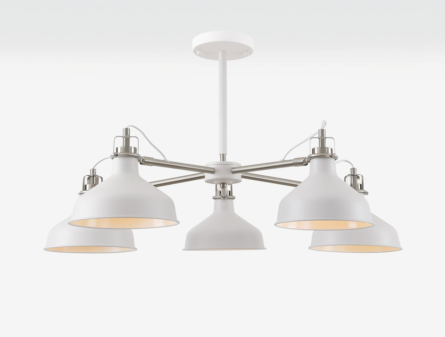 Toft Telescopic 5 Light, 5 x E27, Sand White and Satin Nickel and White