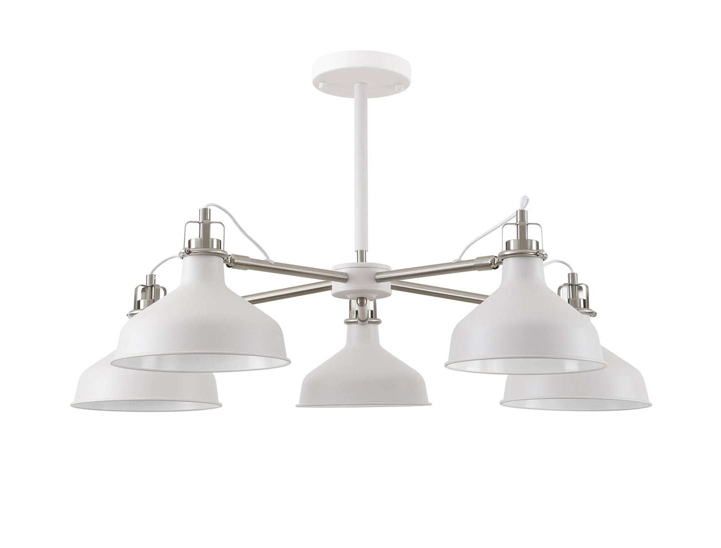 Toft Telescopic 5 Light, 5 x E27, Sand White and Satin Nickel and White