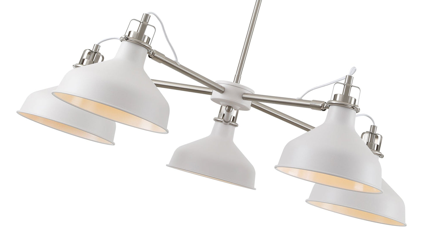 Toft Telescopic 5 Light, 5 x E27, Sand White and Satin Nickel and White