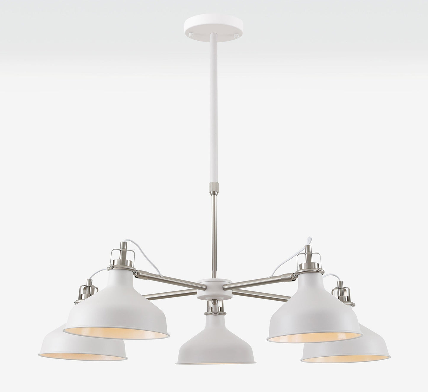 Toft Telescopic 5 Light, 5 x E27, Sand White and Satin Nickel and White