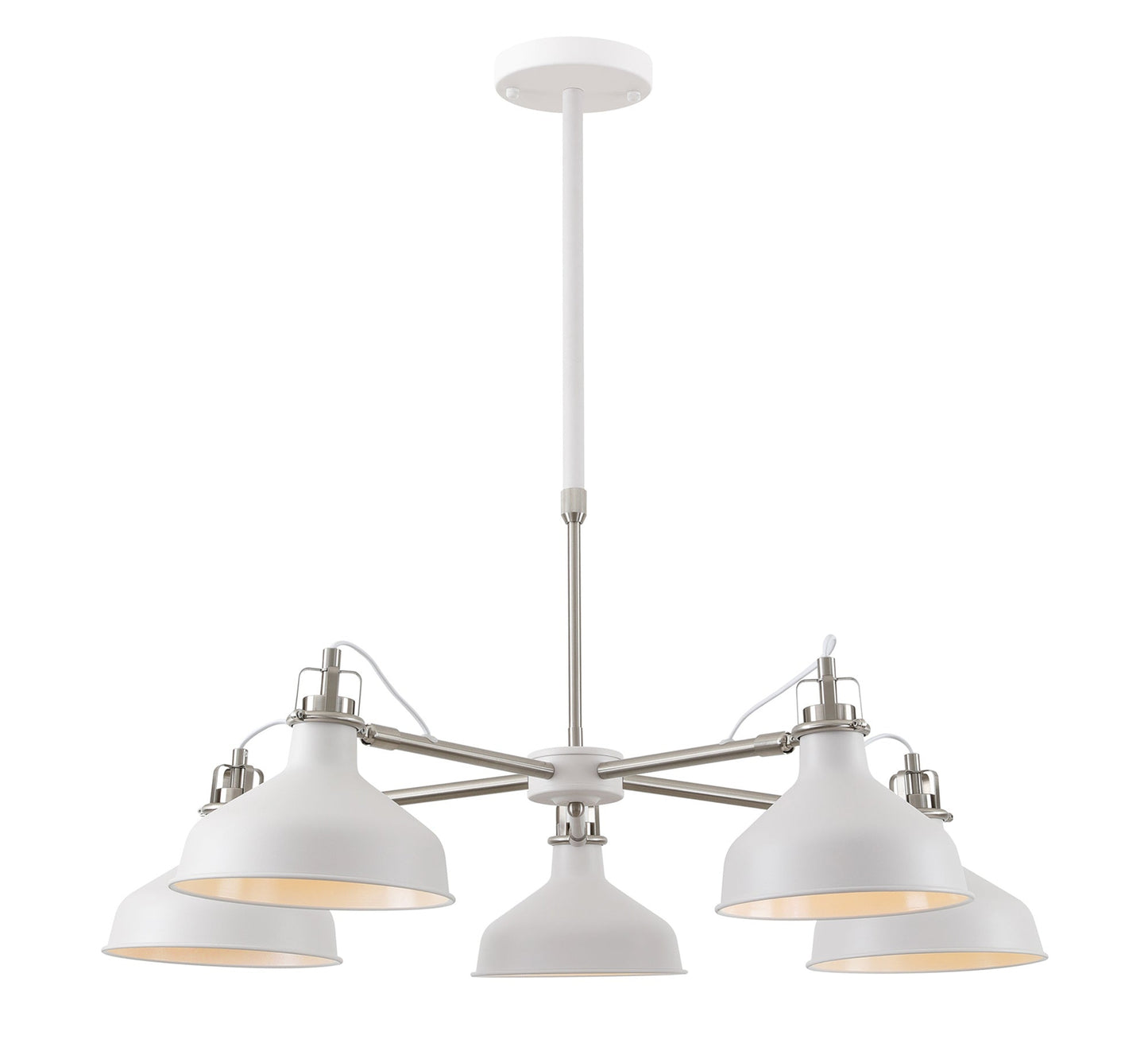 Toft Telescopic 5 Light, 5 x E27, Sand White and Satin Nickel and White
