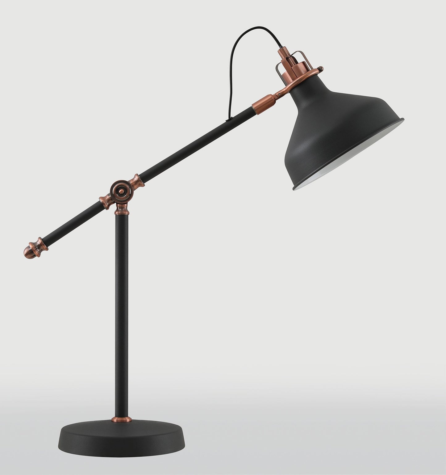 Toft Adjustable Table Lamp, 1 x E27, Graphite and Copper and White