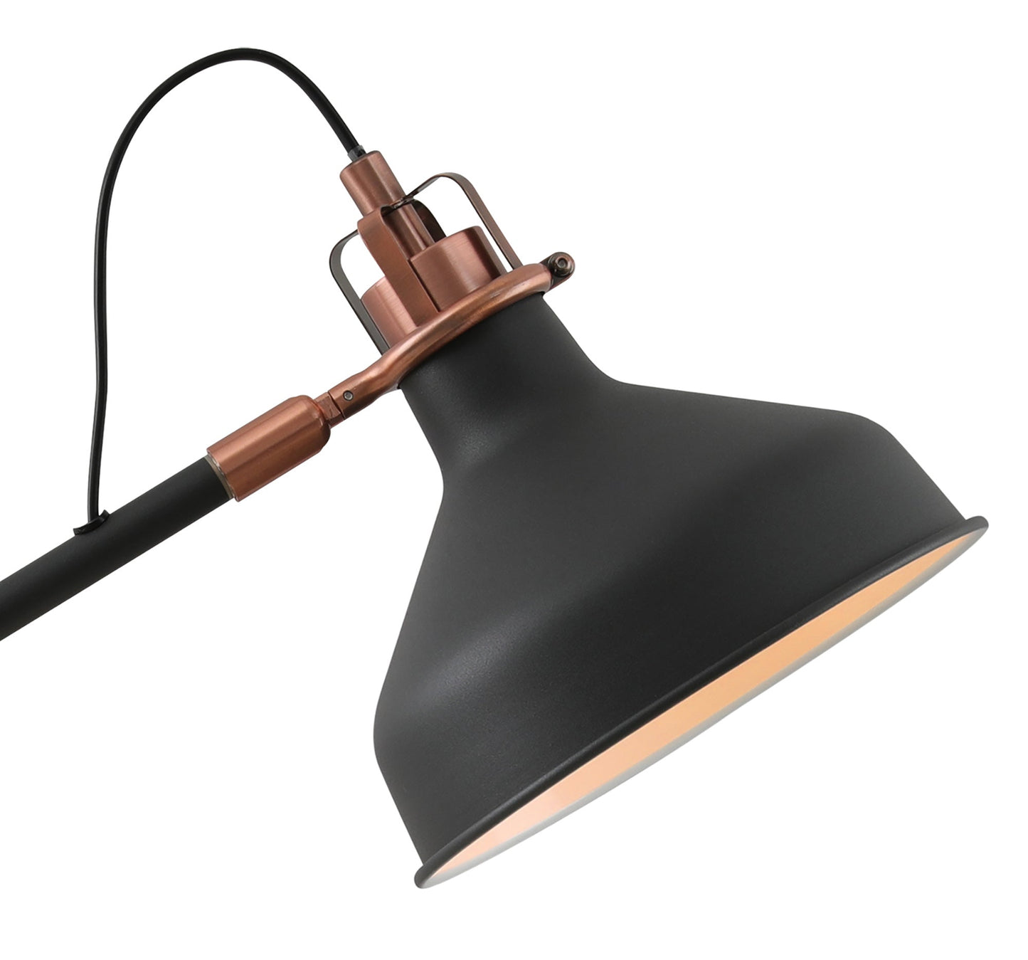 Toft Adjustable Table Lamp, 1 x E27, Graphite and Copper and White