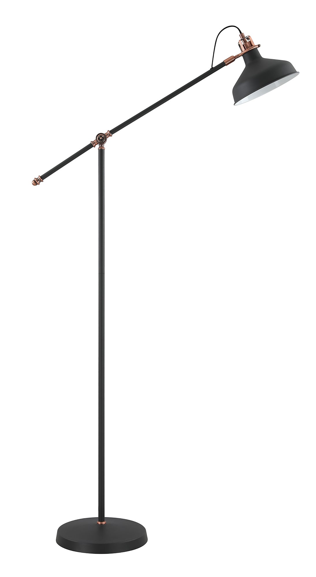 Toft Adjustable Floor Lamp, 1 x E27, Graphite and Copper and White
