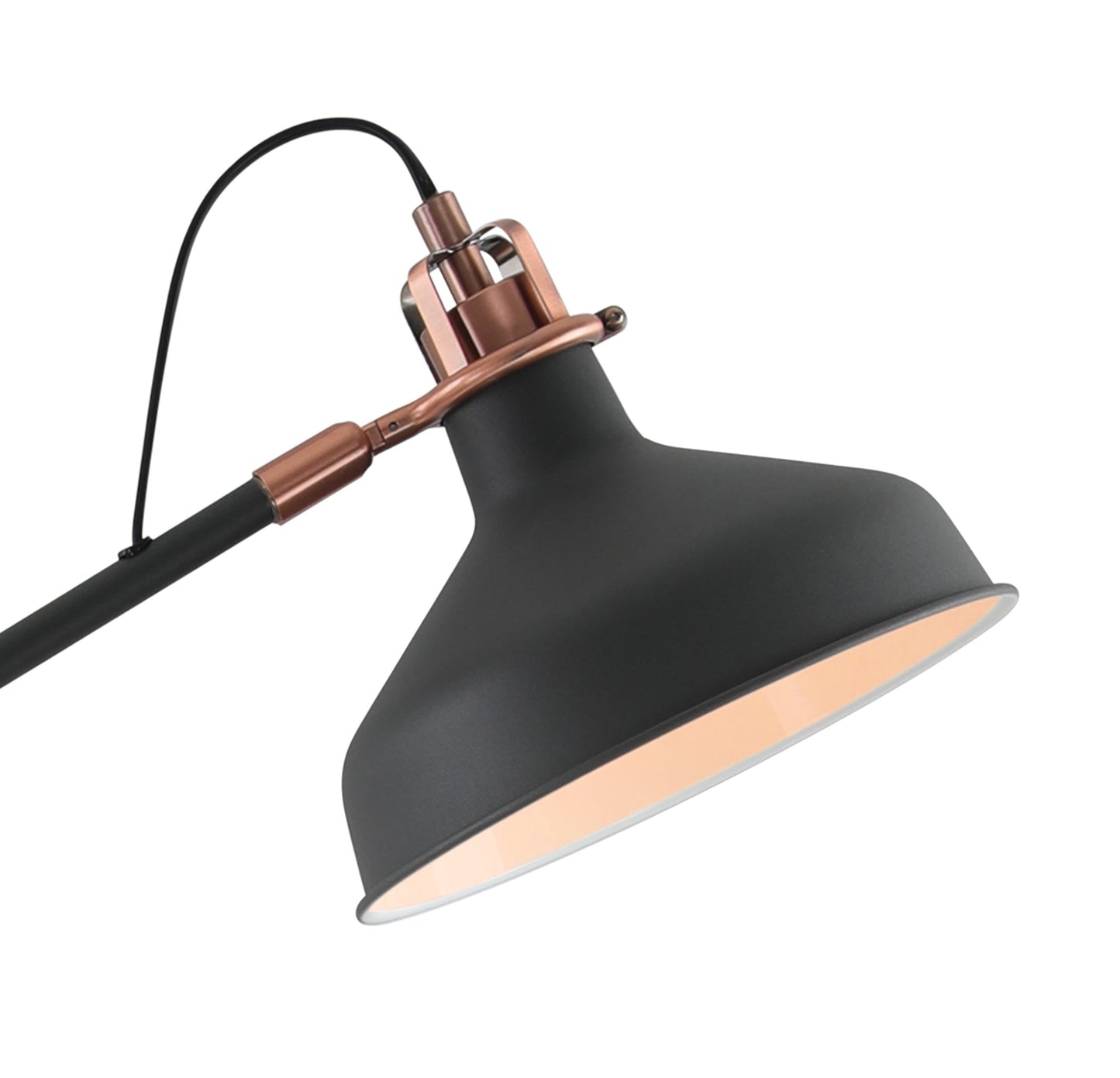 Toft Adjustable Floor Lamp, 1 x E27, Graphite and Copper and White