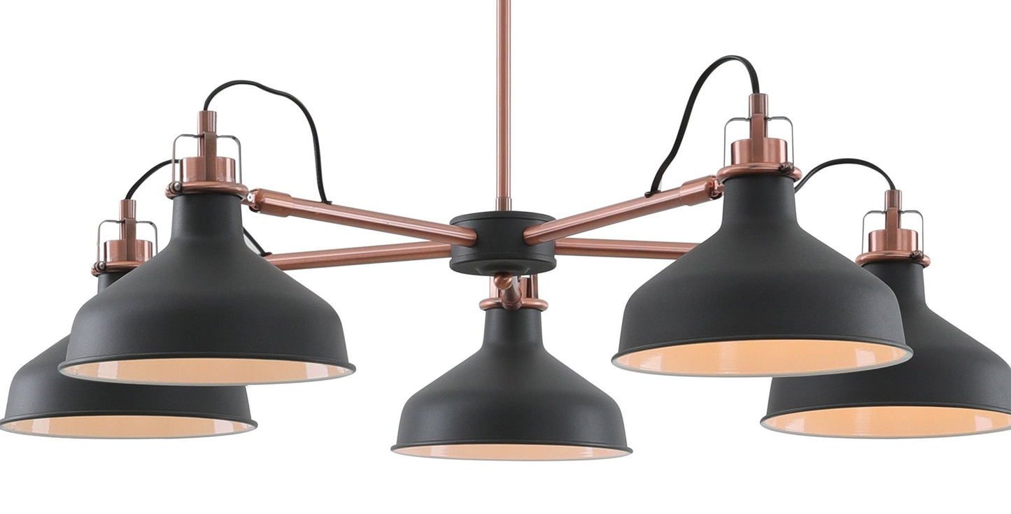 Toft Telescopic 5 Light, 5 x E27, Graphite and Copper and White