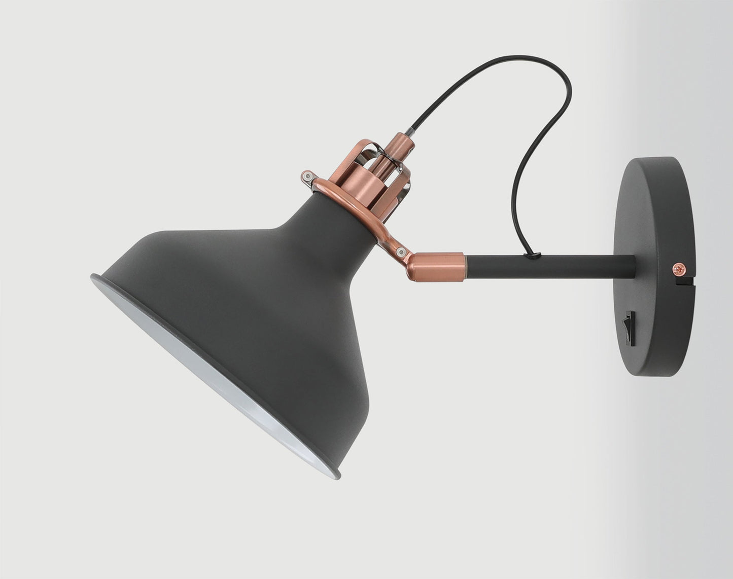 Toft Adjustable Wall Lamp Switched, 1 x E27, Graphite and Copper and White