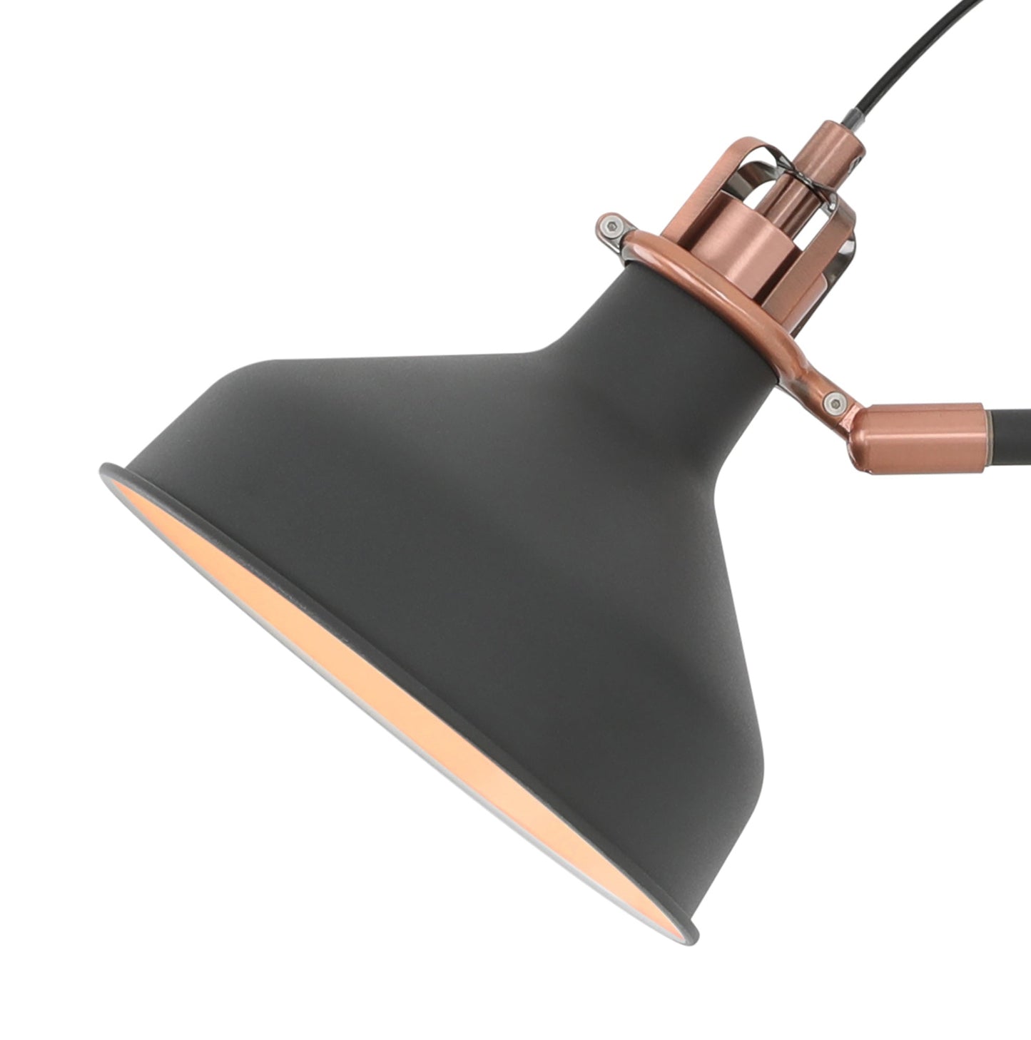 Toft Adjustable Wall Lamp Switched, 1 x E27, Graphite and Copper and White