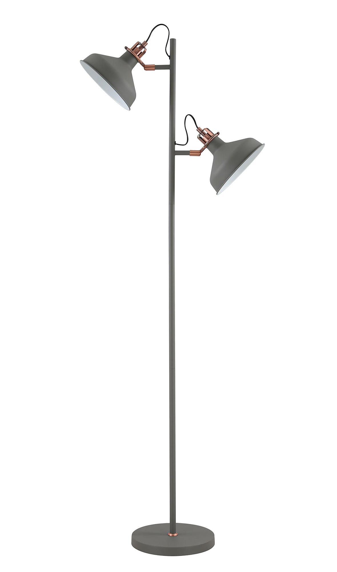 Toft Floor Lamp, 2 x E27, Sand Grey and Copper and White