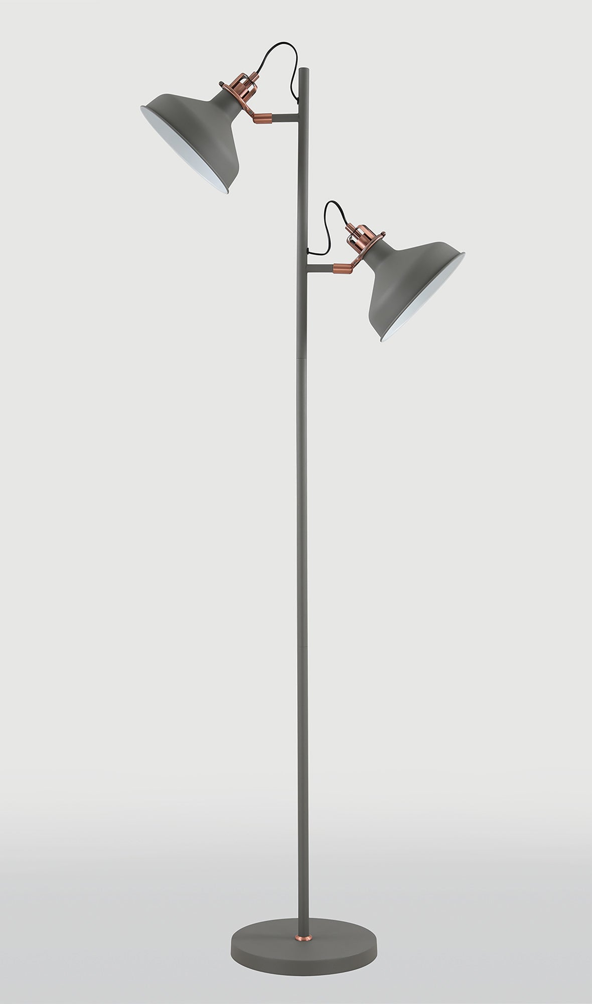 Toft Floor Lamp, 2 x E27, Sand Grey and Copper and White
