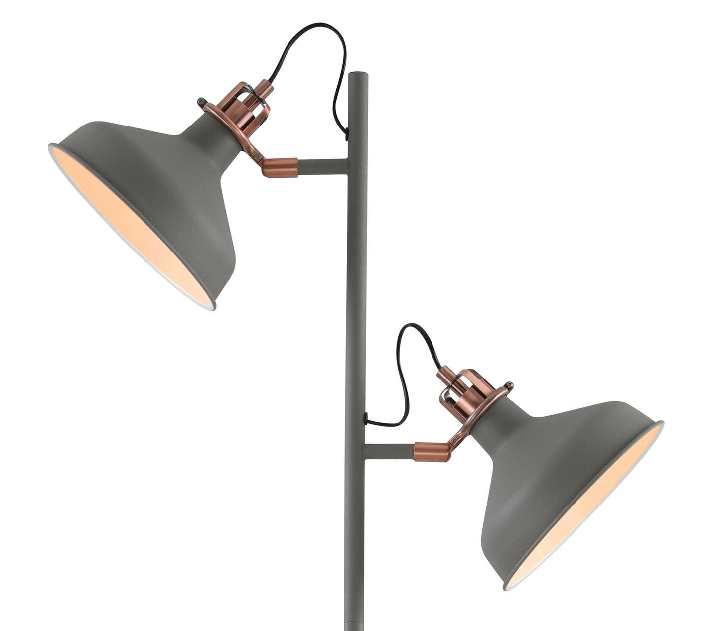 Toft Floor Lamp, 2 x E27, Sand Grey and Copper and White
