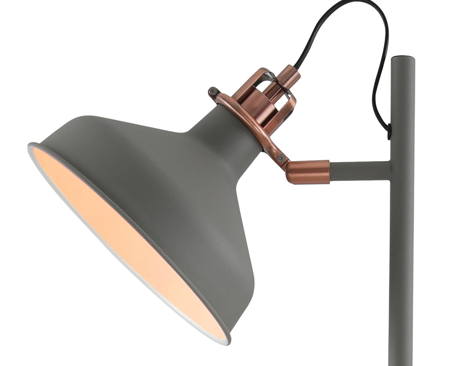 Toft Floor Lamp, 2 x E27, Sand Grey and Copper and White