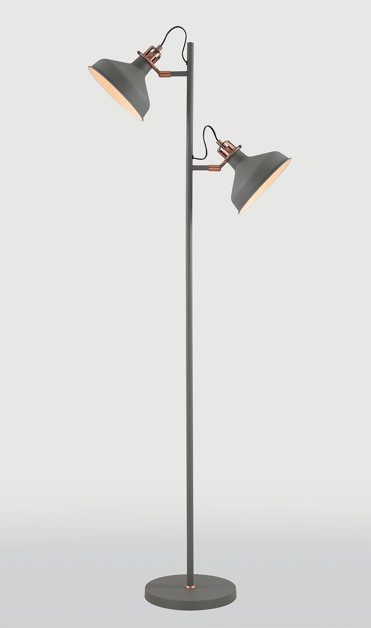Toft Floor Lamp, 2 x E27, Sand Grey and Copper and White