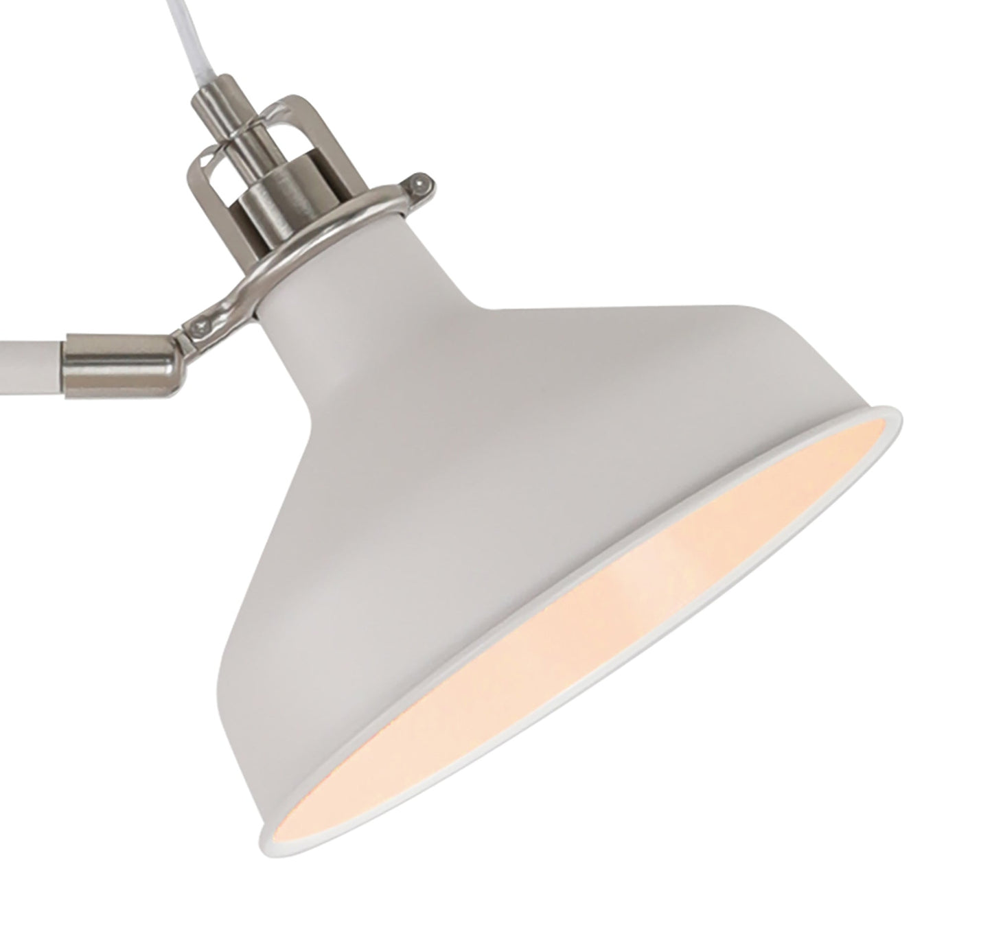 Toft Floor Lamp, 2 x E27, Sand White and Satin Nickel and White