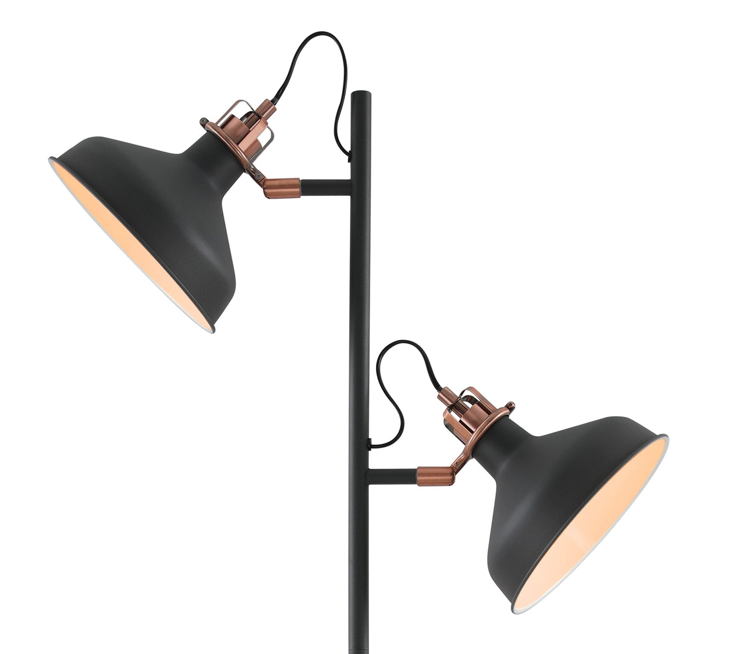 Toft Floor Lamp, 2 x E27, Sand Back and Copper and White