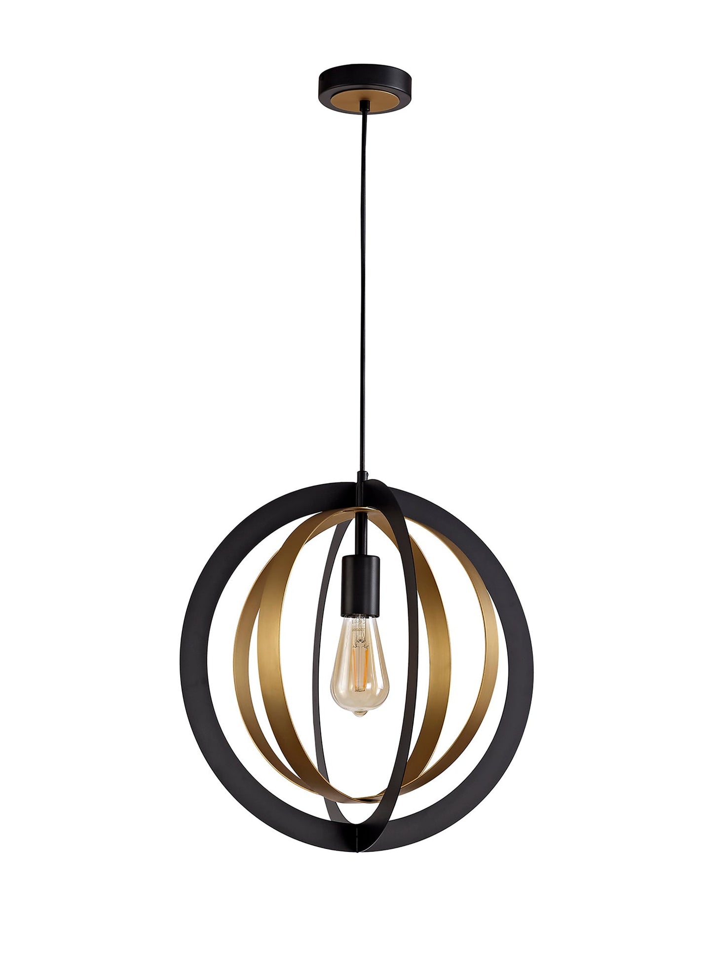 Upcast Pendant, 1 x E27, Black and Satin Gold