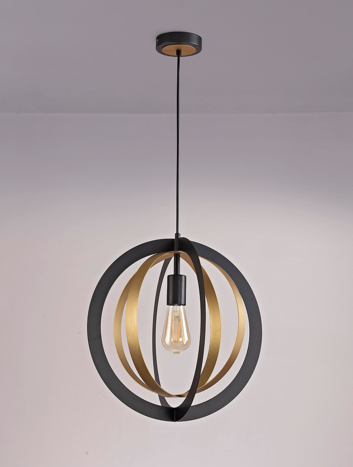 Upcast Pendant, 1 x E27, Black and Satin Gold