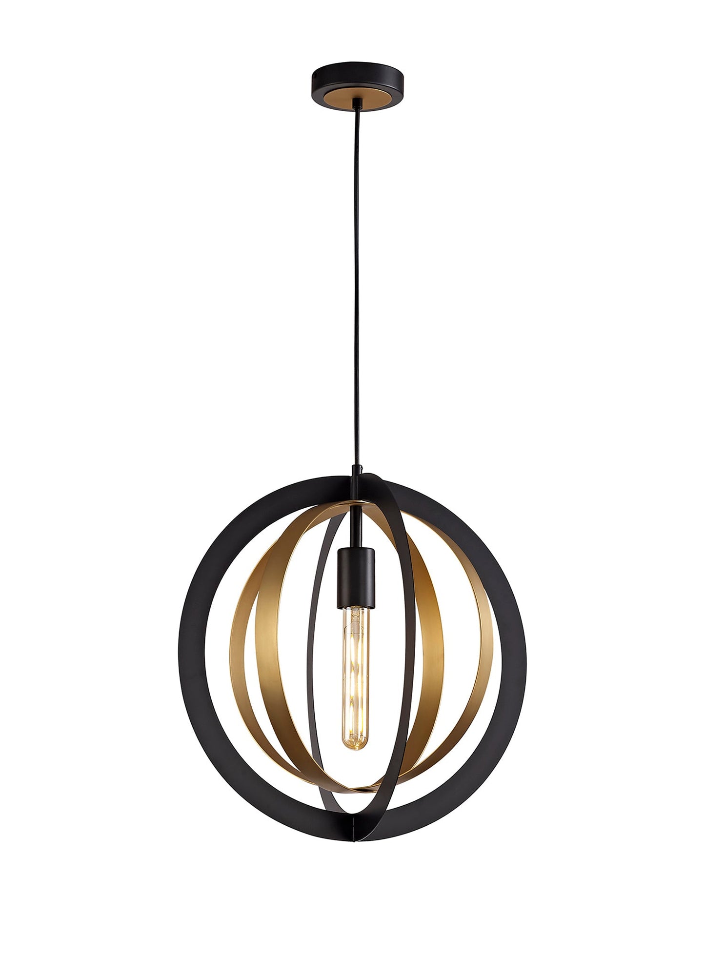 Upcast Pendant, 1 x E27, Black and Satin Gold
