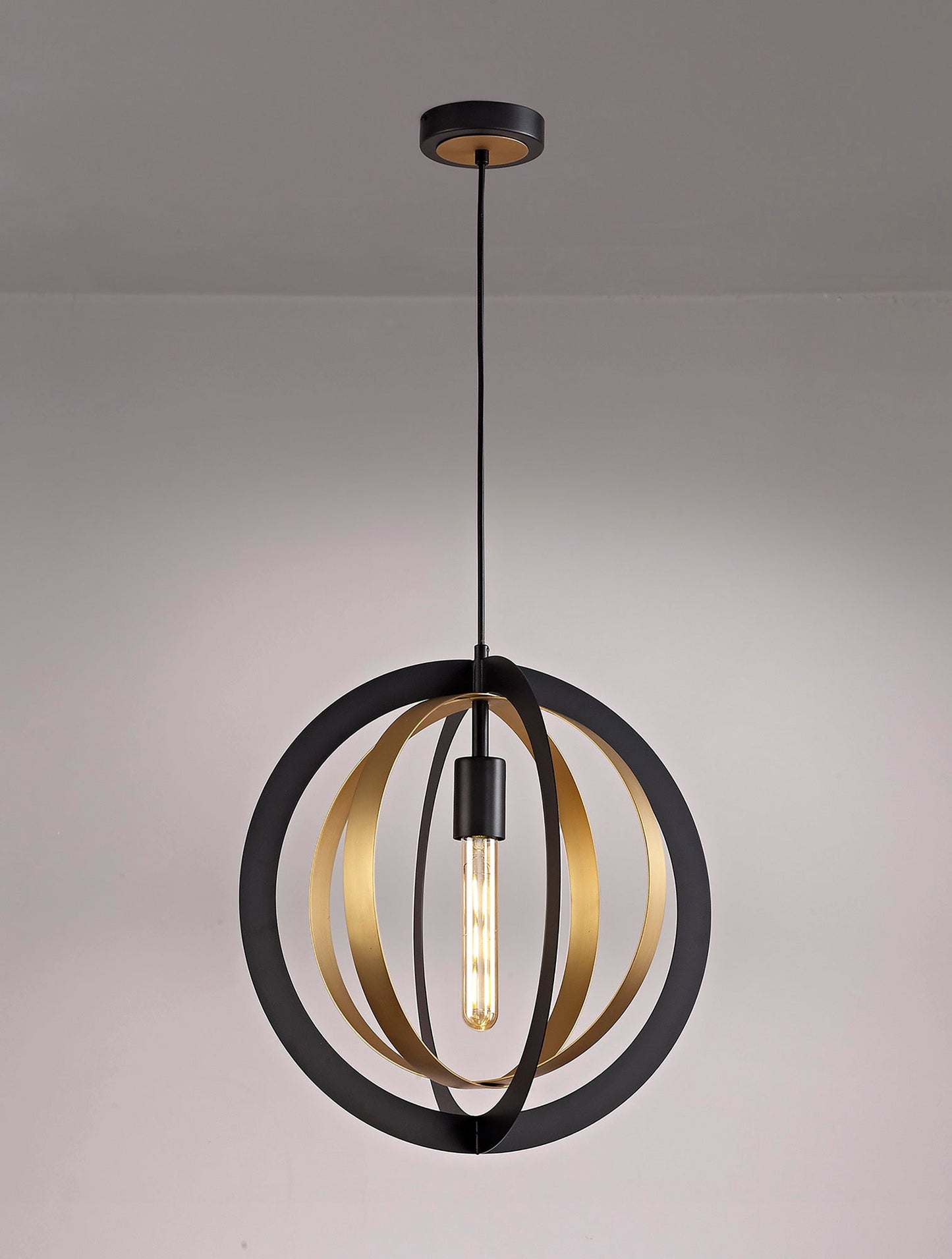 Upcast Pendant, 1 x E27, Black and Satin Gold