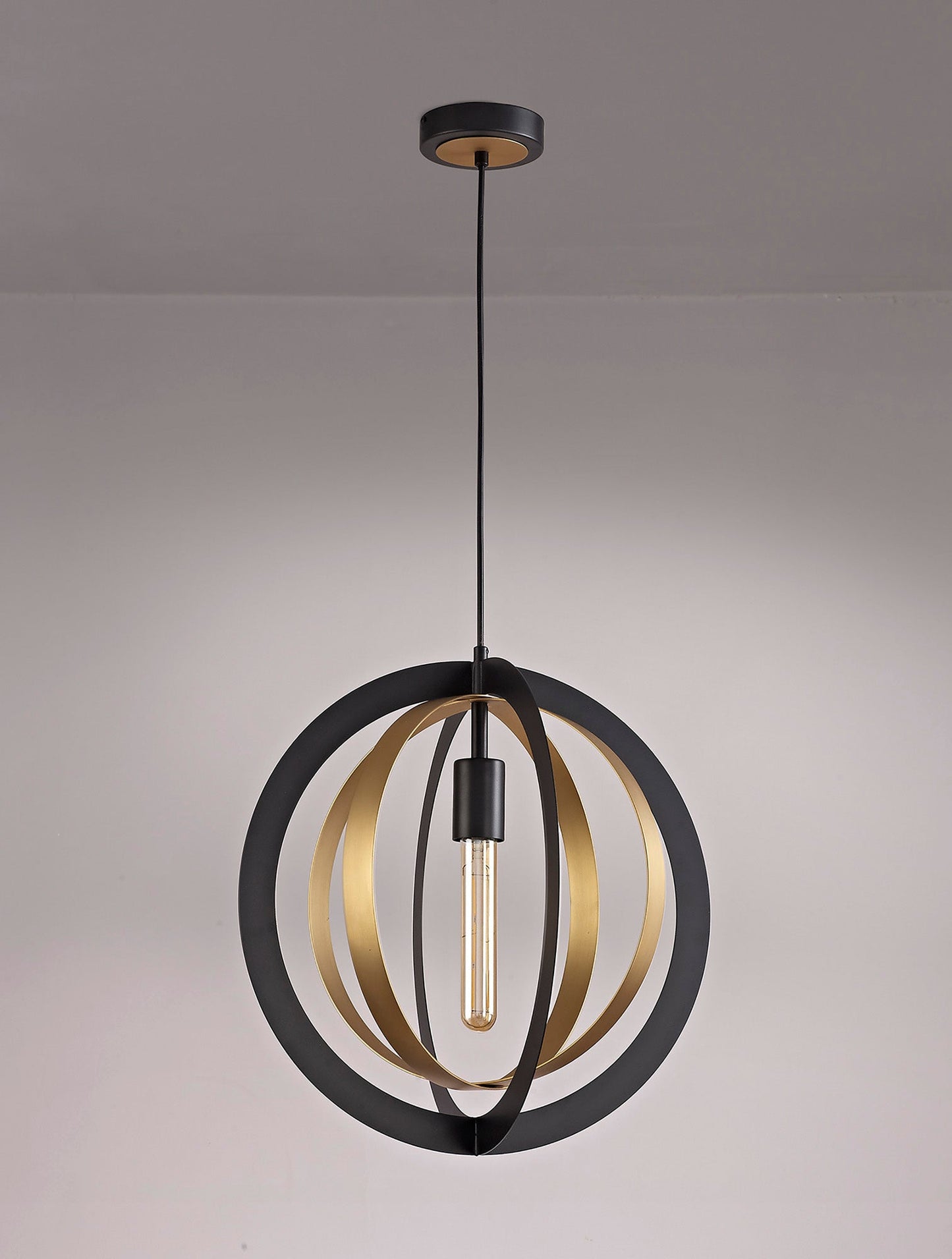 Upcast Pendant, 1 x E27, Black and Satin Gold
