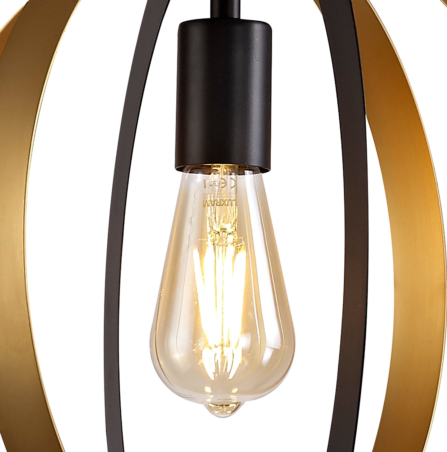 Upcast Pendant, 1 x E27, Black and Satin Gold