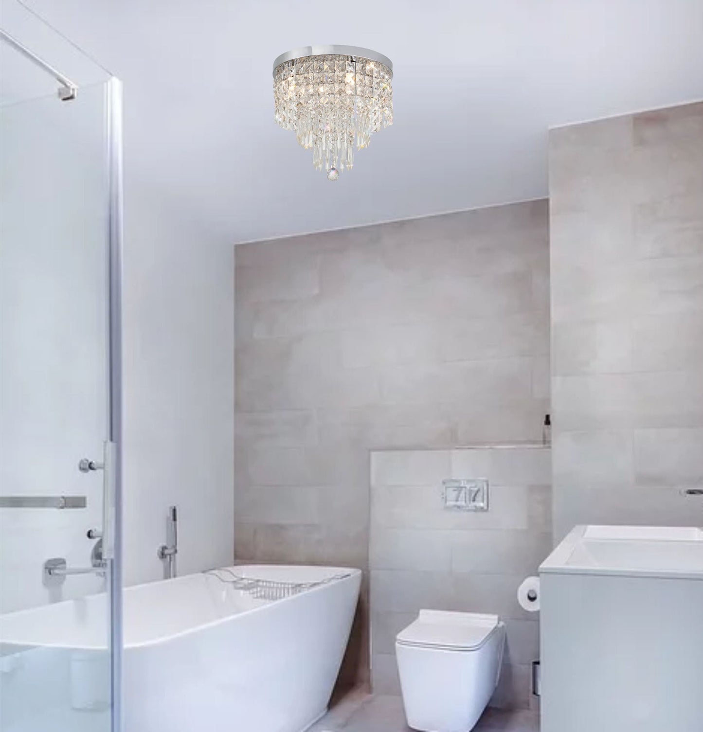 Warford Ceiling Light, 4 x G9, IP44, Polished Chrome and Crystal 2