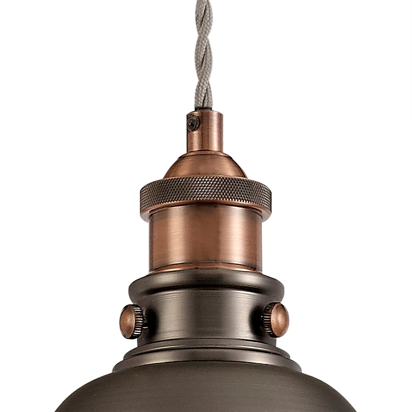 Weaverham Small Pendant, 1 x E27, Antique Silver and Copper and White