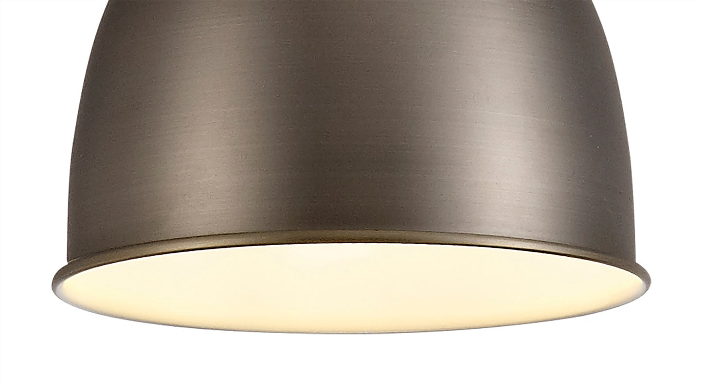 Weaverham Small Pendant, 1 x E27, Antique Silver and Copper and White
