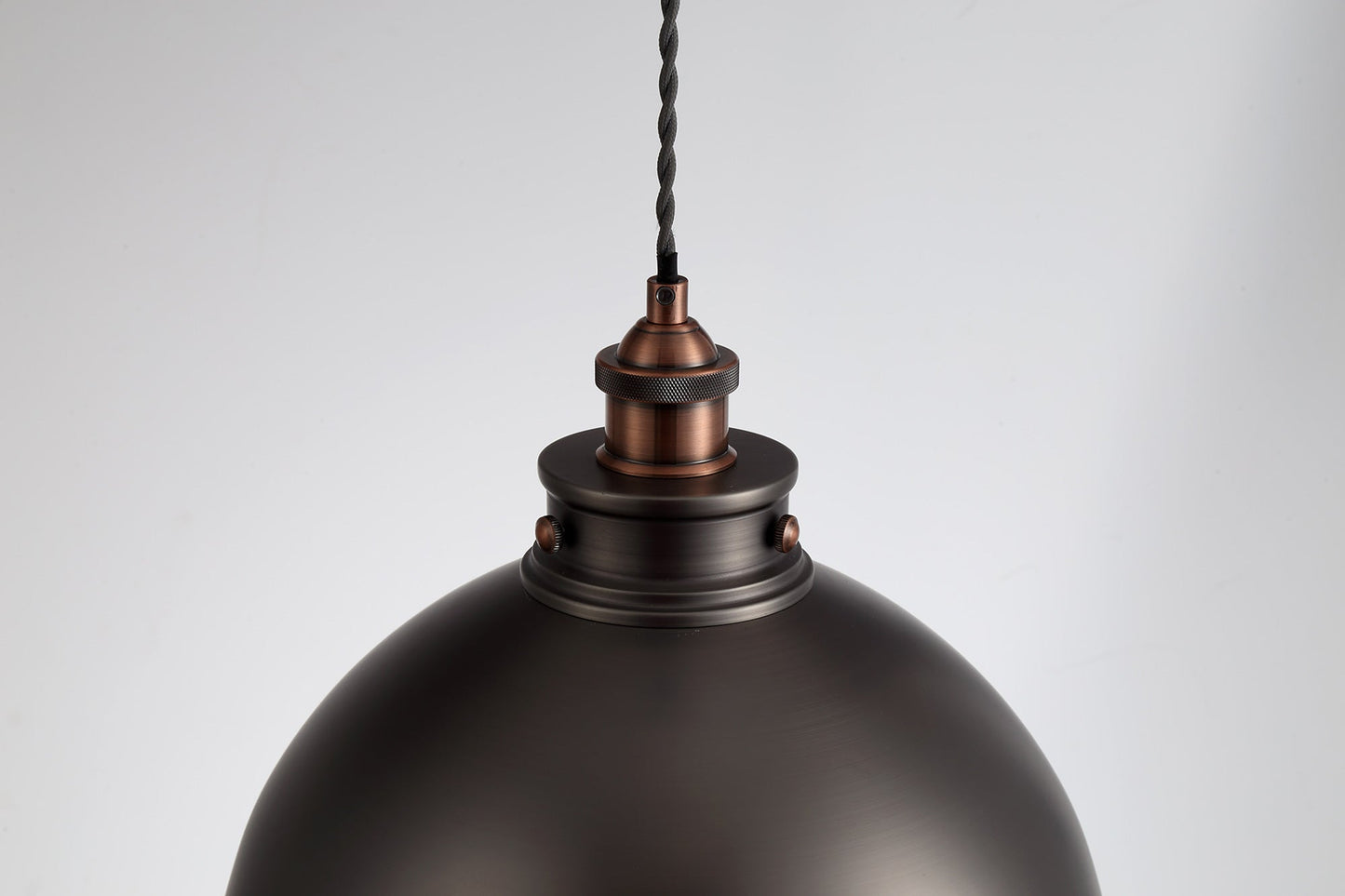 Weaverham Medium Pendant, 1 x E27, Antique Silver and Copper and White