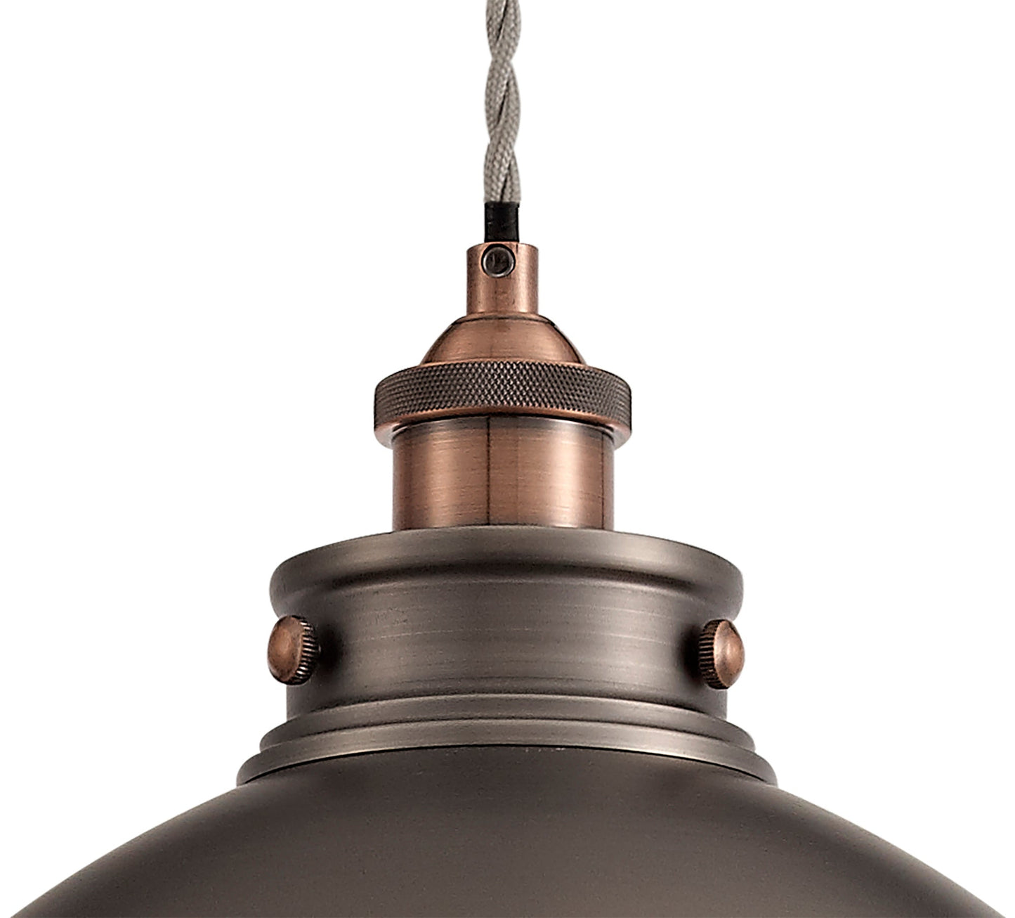 Weaverham Large Pendant, 1 x E27, Antique Silver and Copper and White