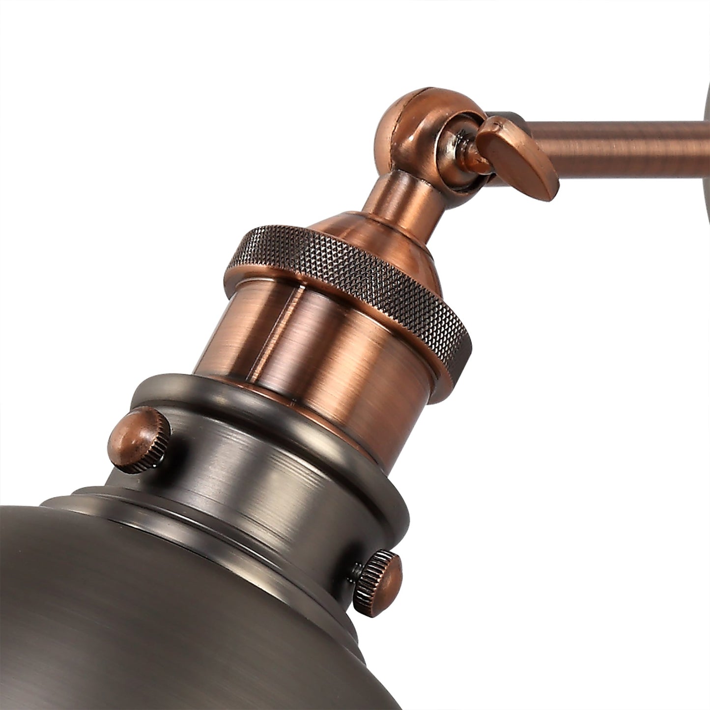 Weaverham Adjustable Wall Lamp, 1 x E27, Antique Silver and Copper and White