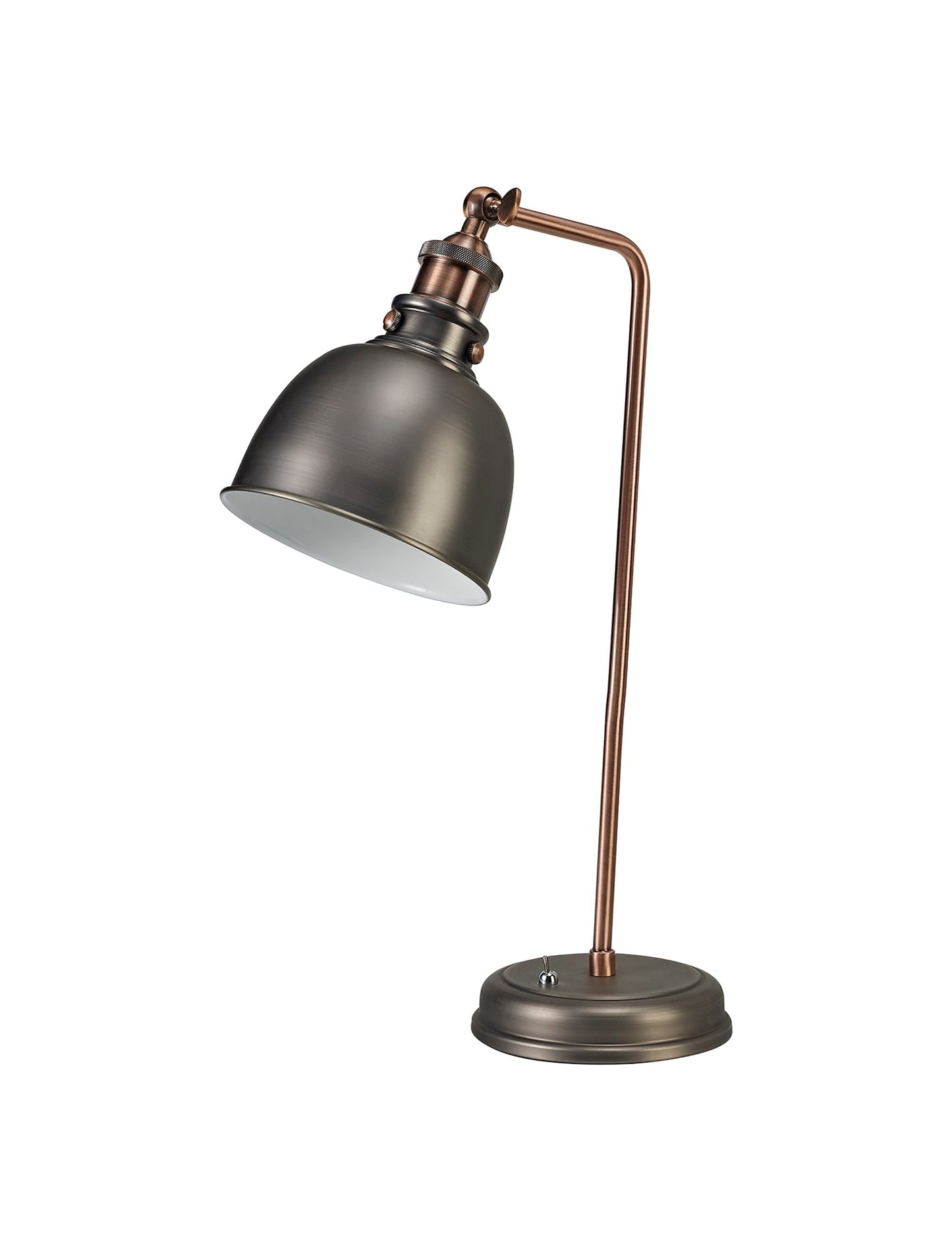 Weaverham Adjustable Table Lamp, 1 x E27, Antique Silver and Copper and White