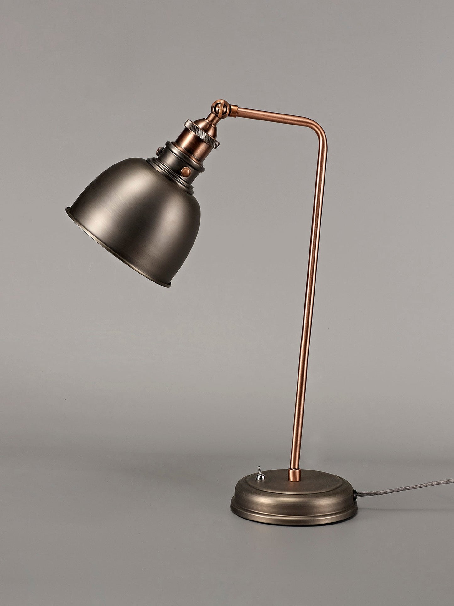 Weaverham Adjustable Table Lamp, 1 x E27, Antique Silver and Copper and White