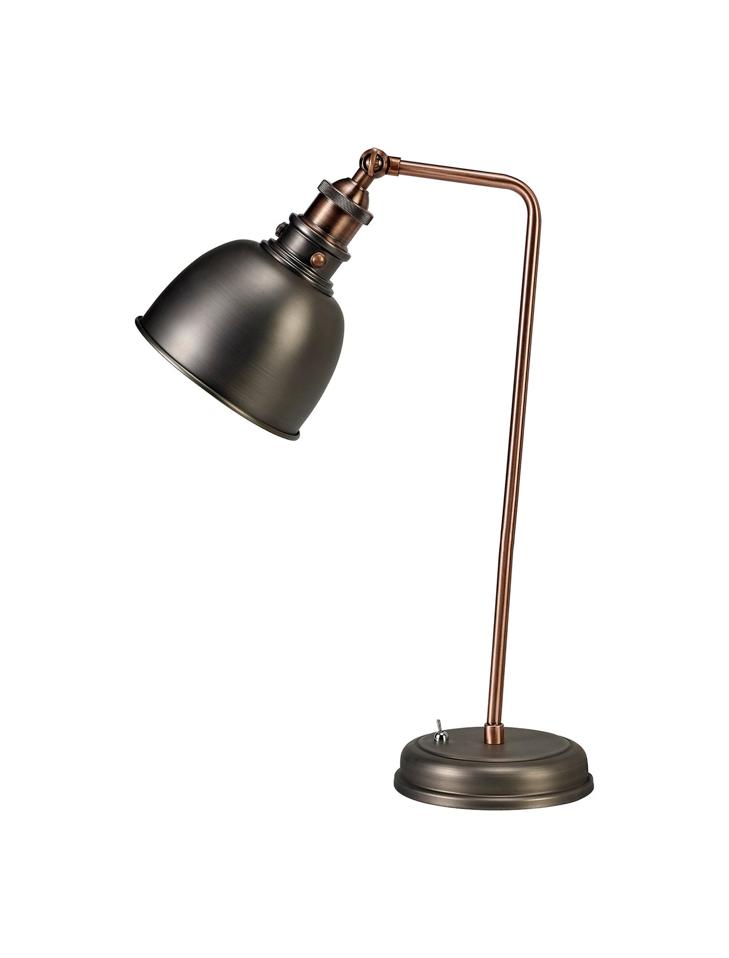 Weaverham Adjustable Table Lamp, 1 x E27, Antique Silver and Copper and White