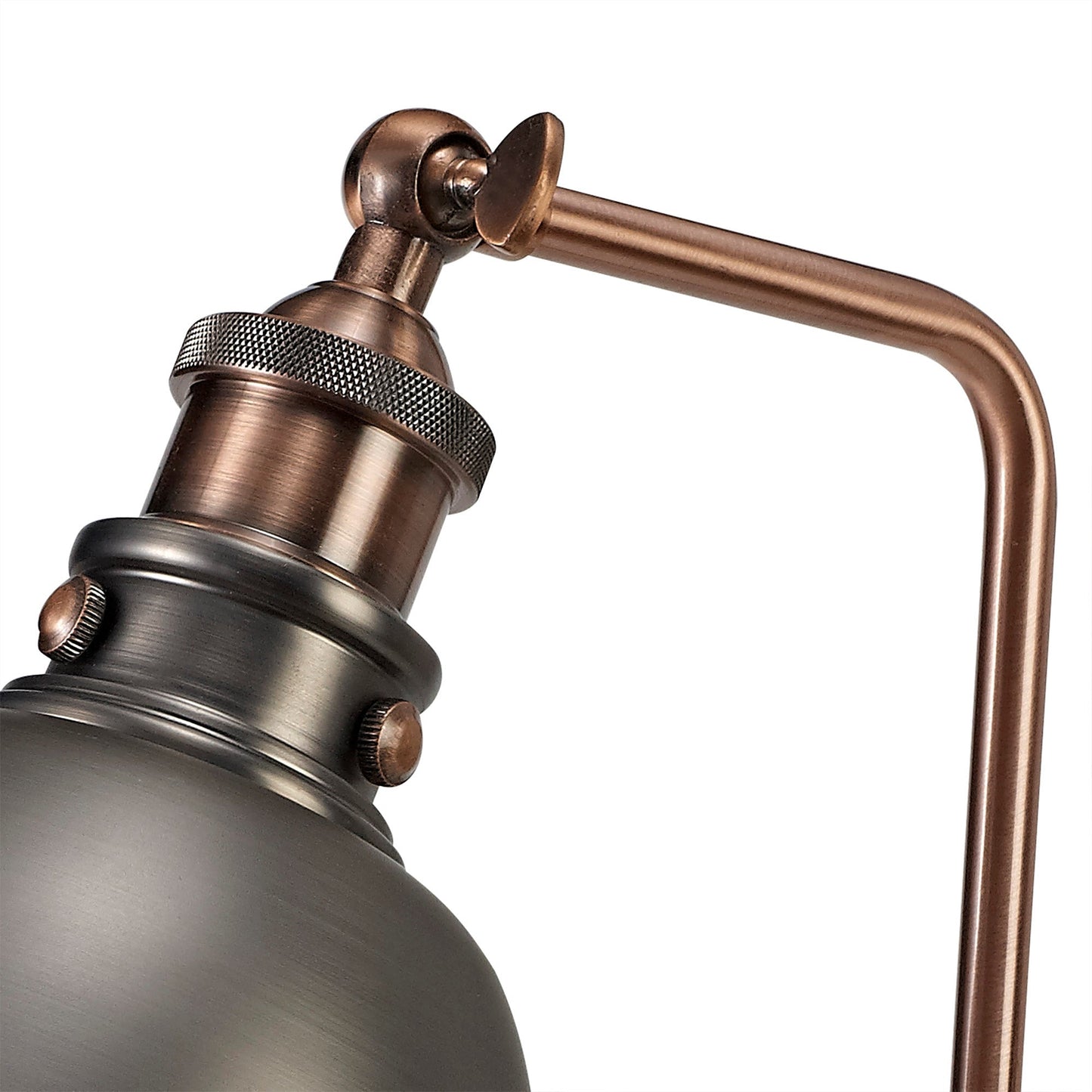 Weaverham Adjustable Table Lamp, 1 x E27, Antique Silver and Copper and White