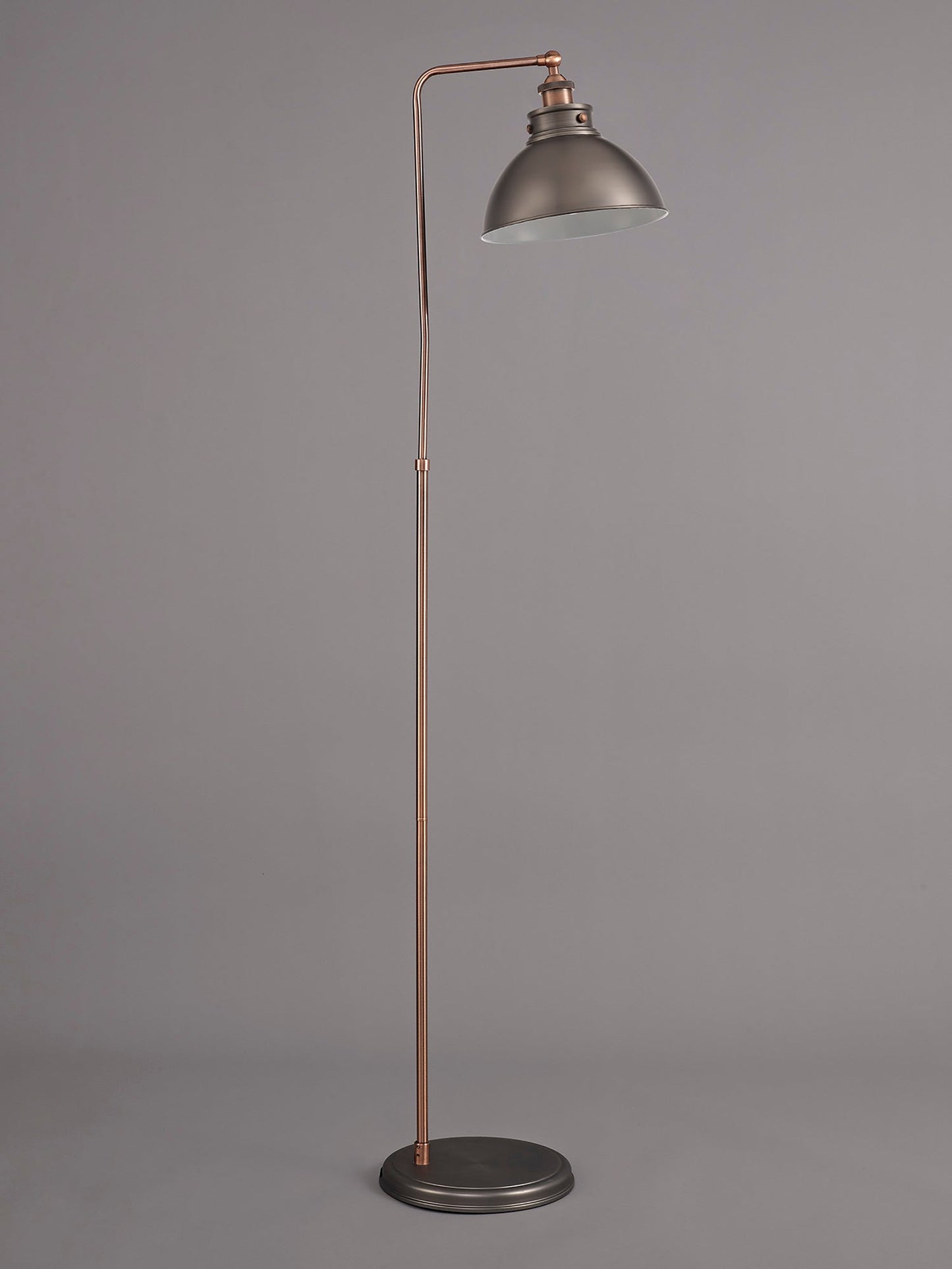Weaverham Adjustable Floor Lamp, 1 x E27, Antique Silver and Copper and White