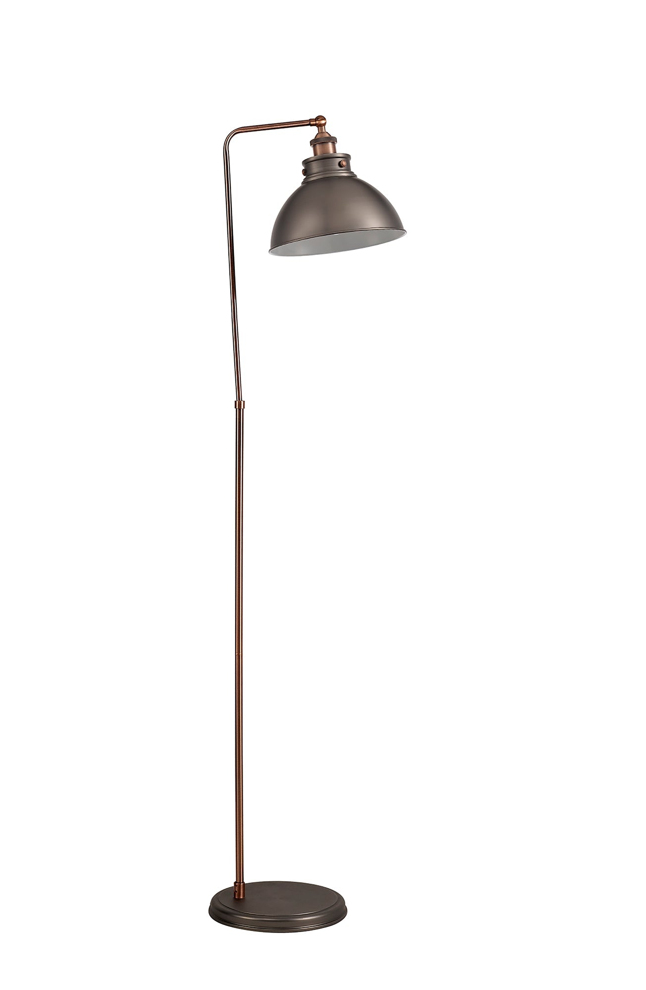 Weaverham Adjustable Floor Lamp, 1 x E27, Antique Silver and Copper and White