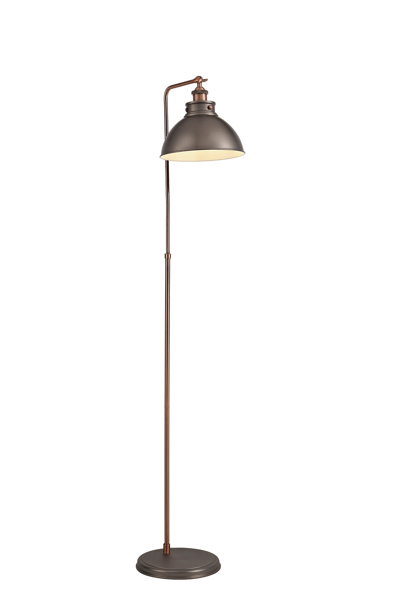 Weaverham Adjustable Floor Lamp, 1 x E27, Antique Silver and Copper and White