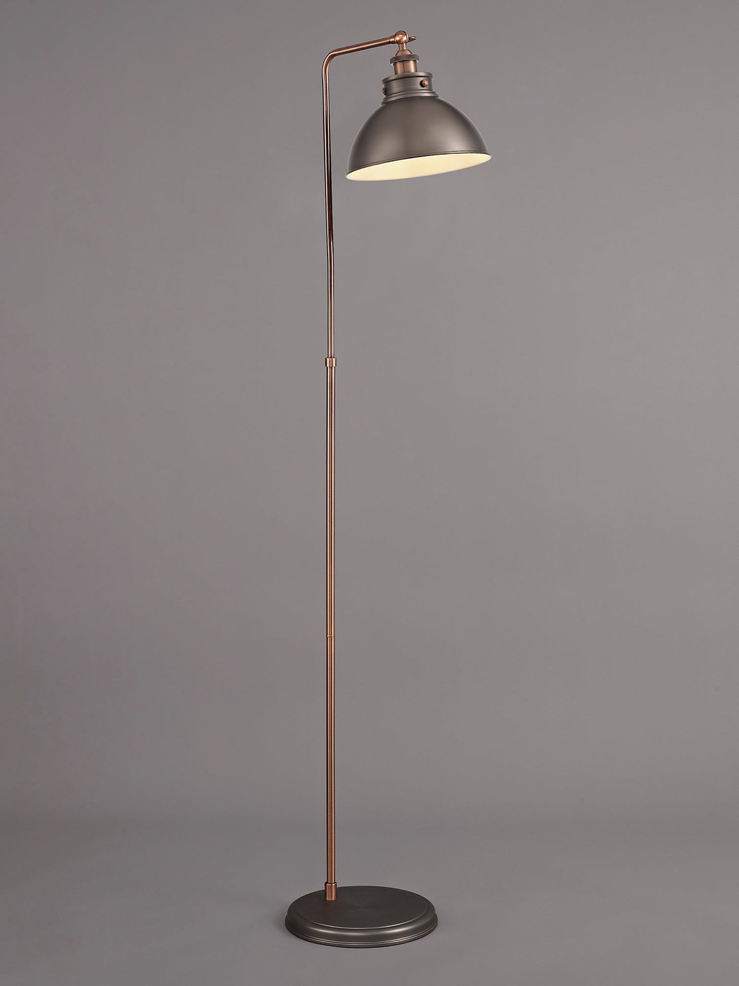 Weaverham Adjustable Floor Lamp, 1 x E27, Antique Silver and Copper and White