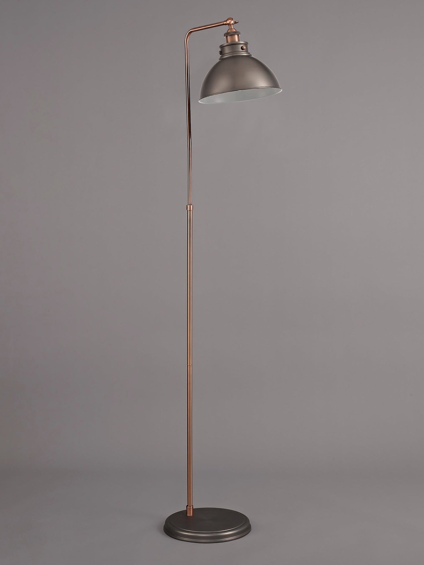 Weaverham Adjustable Floor Lamp, 1 x E27, Antique Silver and Copper and White