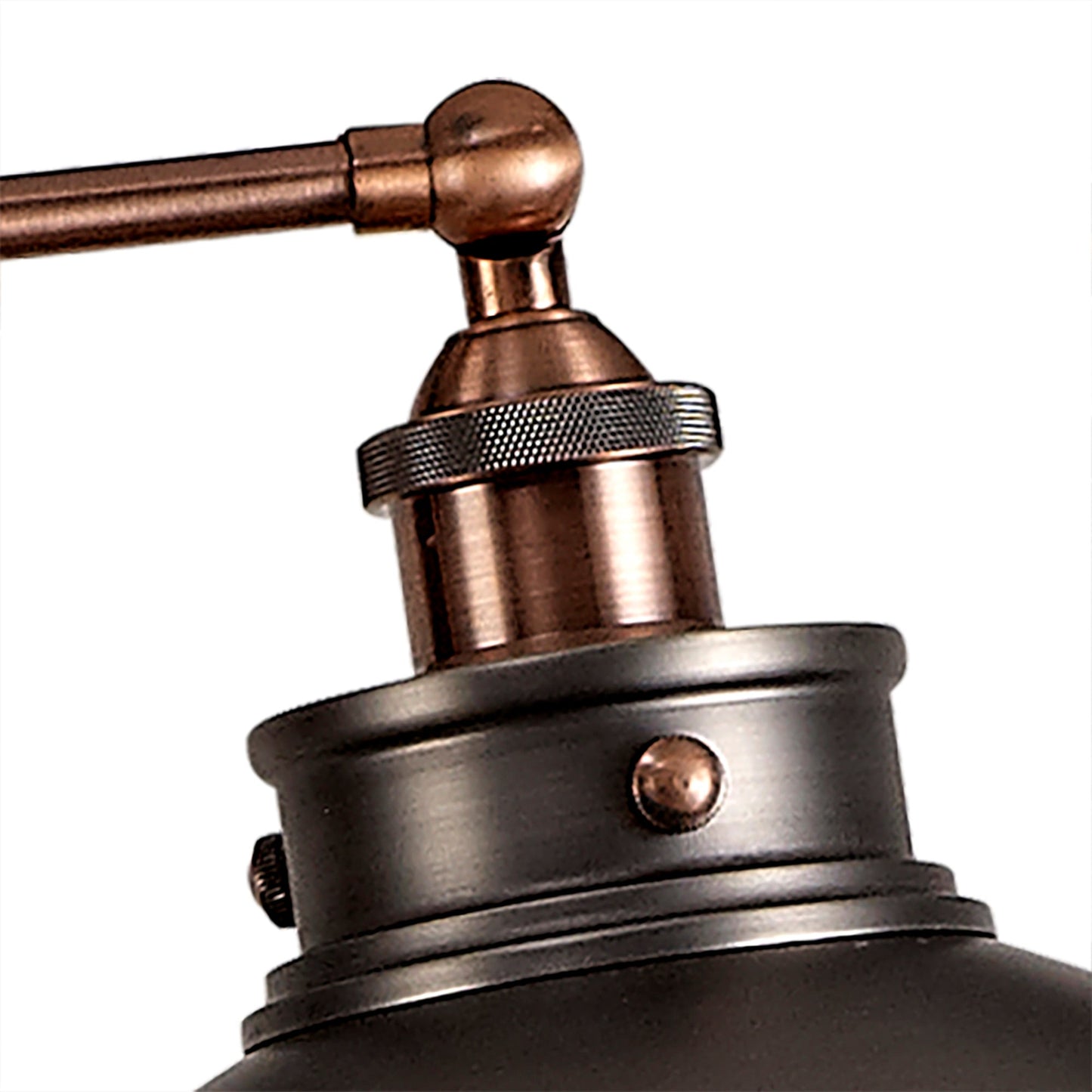 Weaverham Adjustable Floor Lamp, 1 x E27, Antique Silver and Copper and White