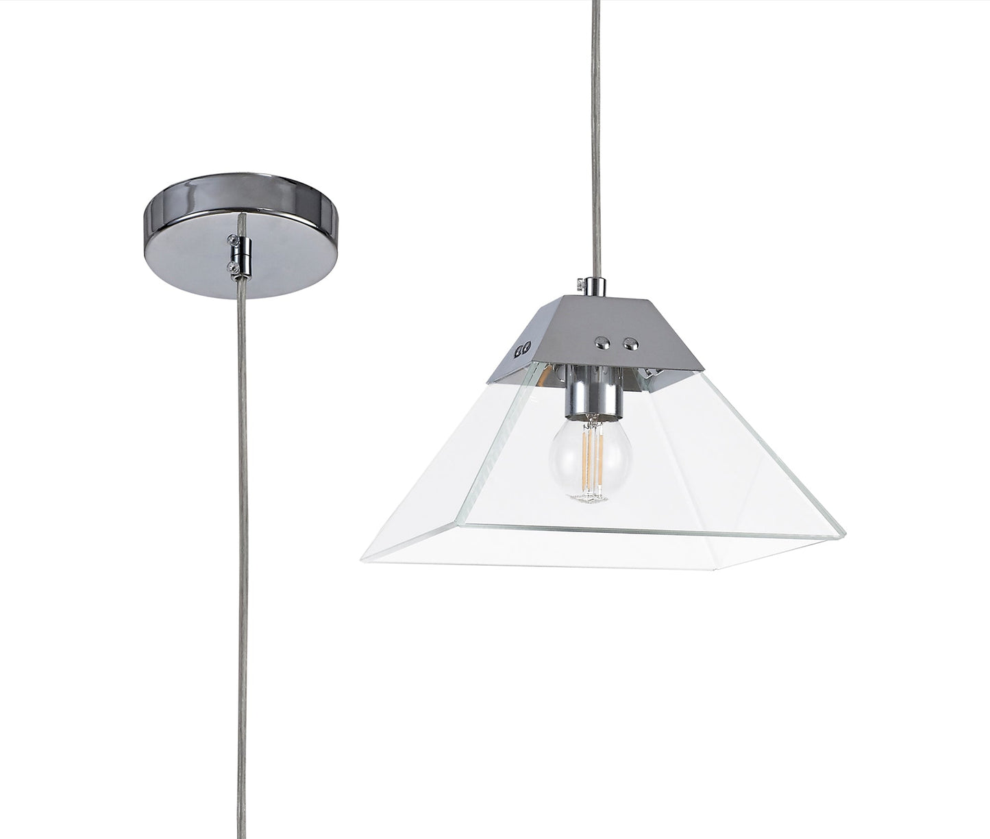 Whitley Square Pendant Small, 1 Light E14, Polished Chrome 2