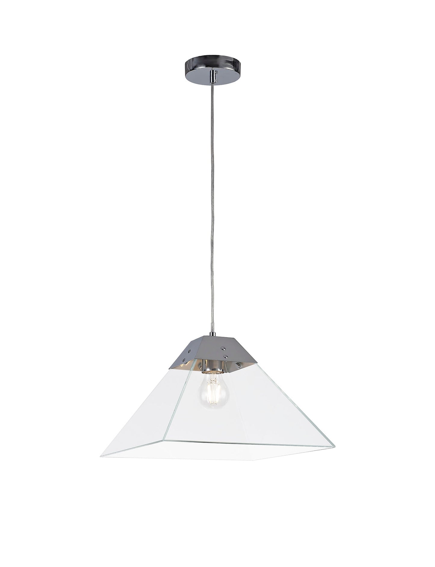 Whitley Square Pendant Large, 1 Light E27, Polished Chrome 2
