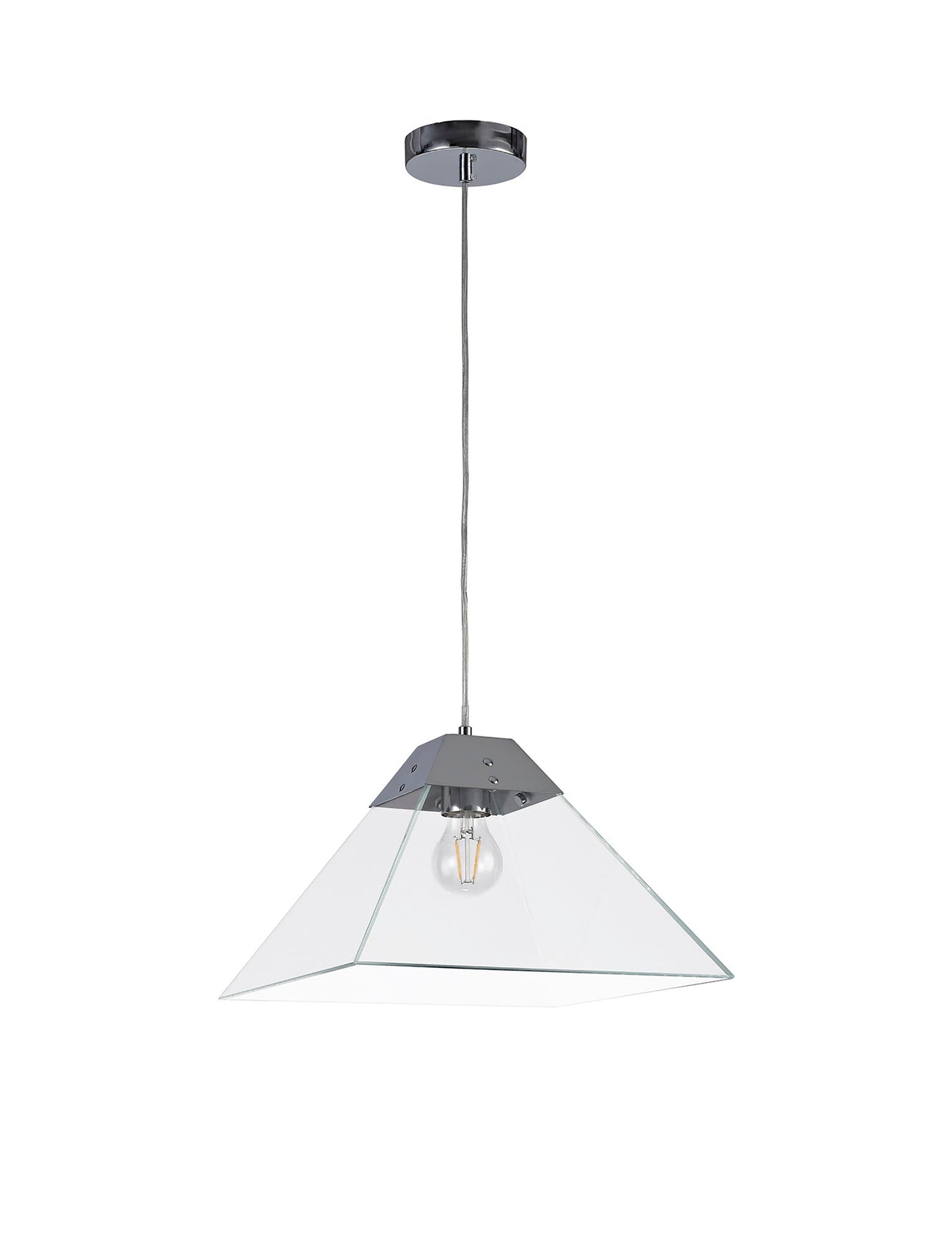 Whitley Square Pendant Large, 1 Light E27, Polished Chrome 2