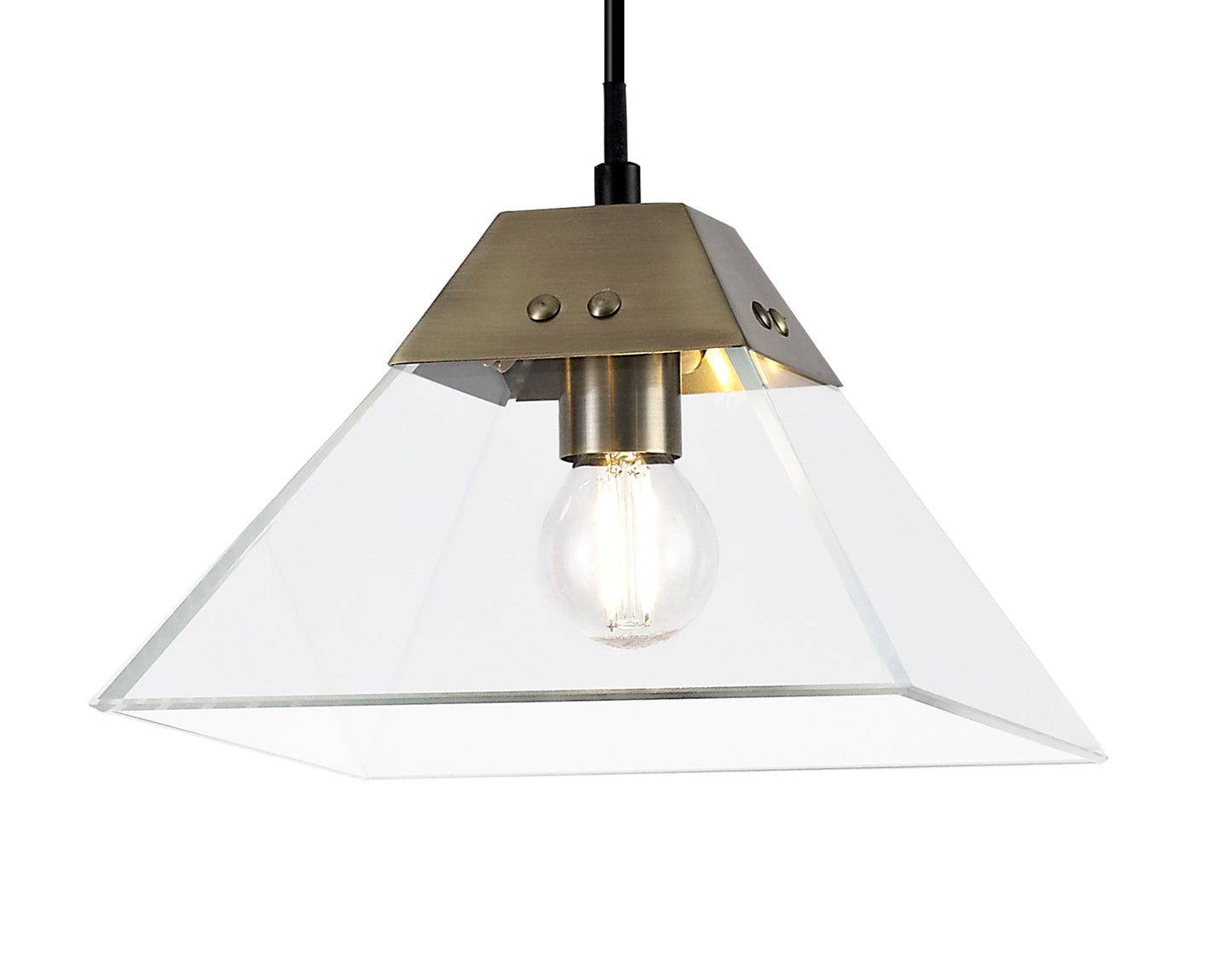 Whitley Square Pendant Small, 1 Light E14, Antique Brass 2