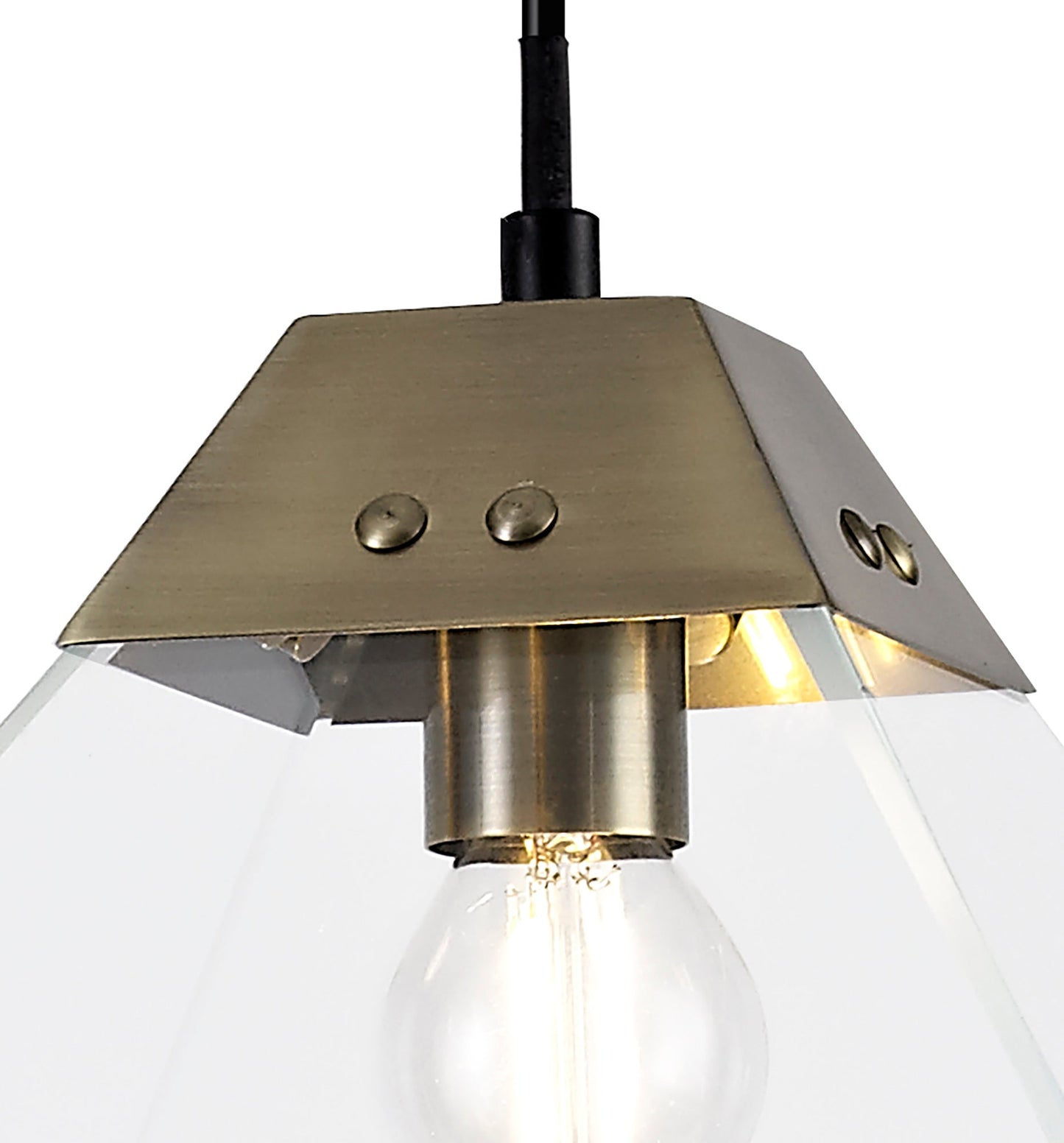 Whitley Square Pendant Small, 1 Light E14, Antique Brass 2
