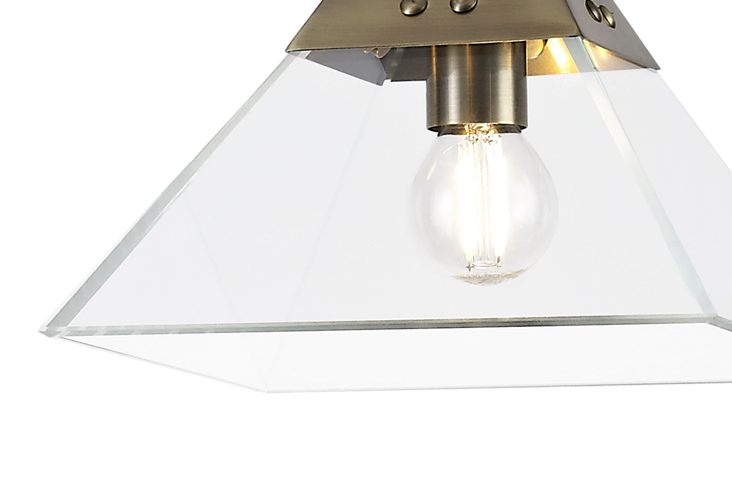 Whitley Square Pendant Small, 1 Light E14, Antique Brass 2