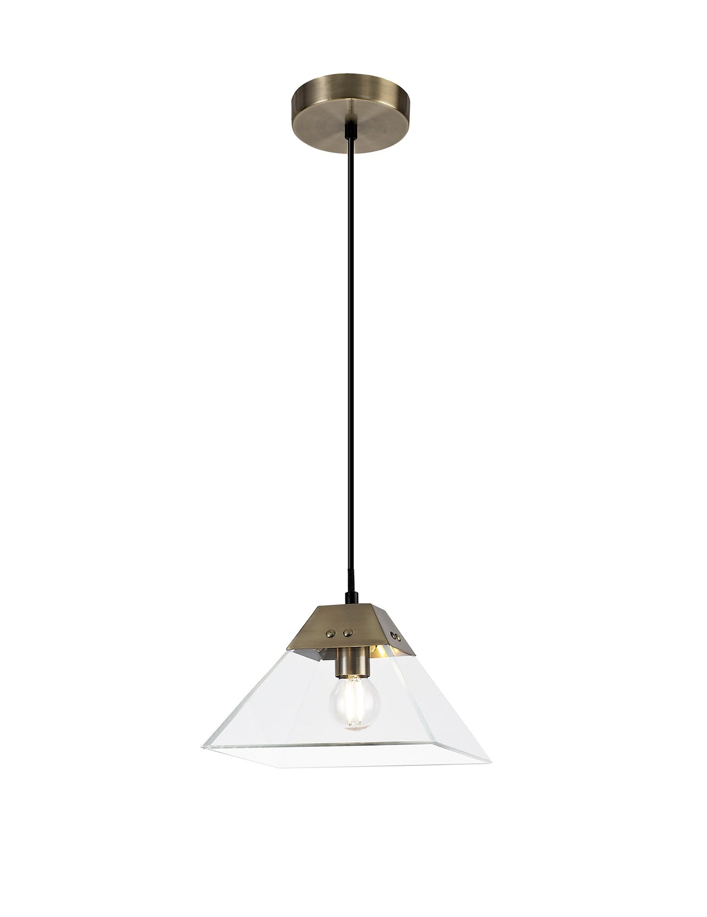 Whitley Square Pendant Small, 1 Light E14, Antique Brass 2