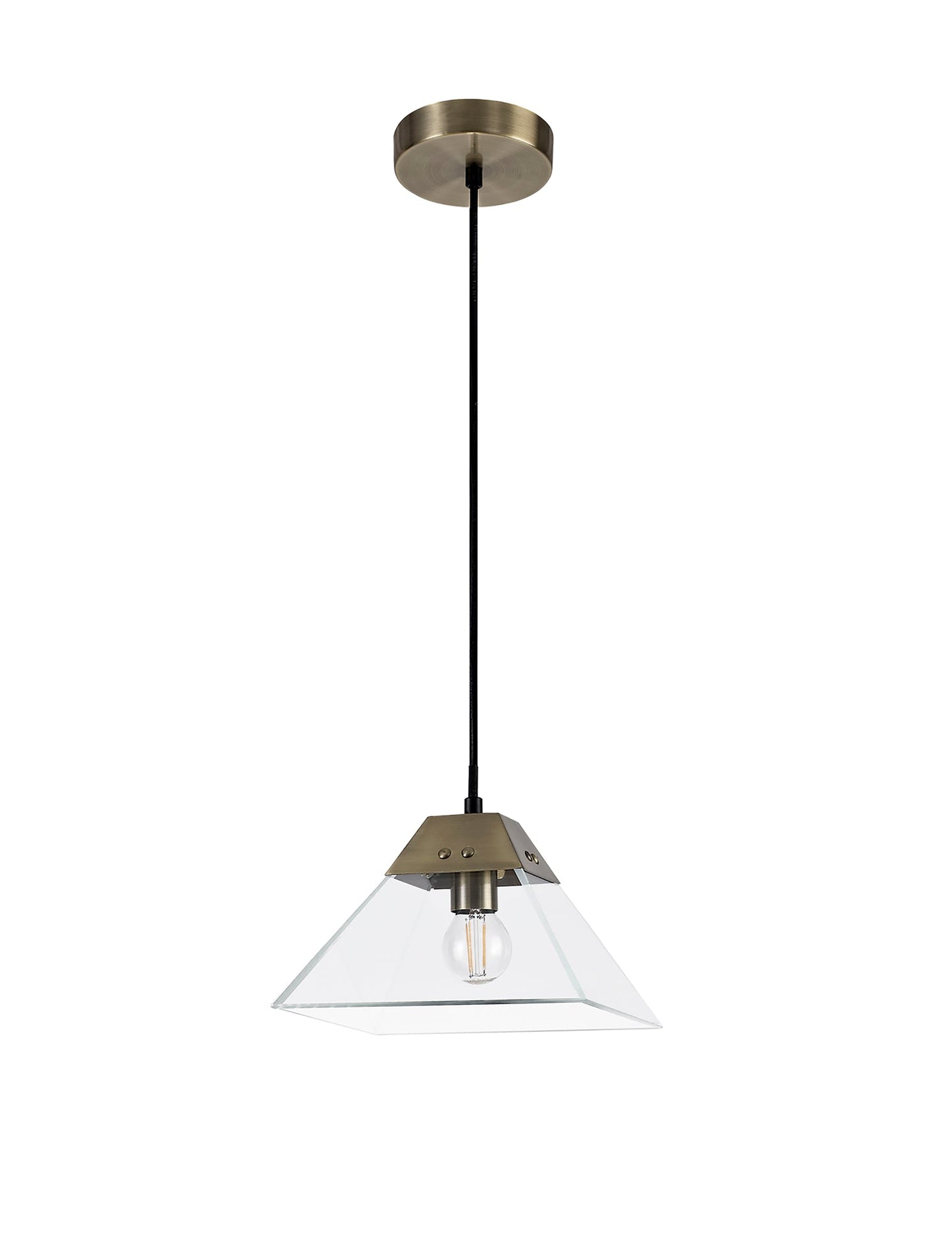 Whitley Square Pendant Small, 1 Light E14, Antique Brass 2