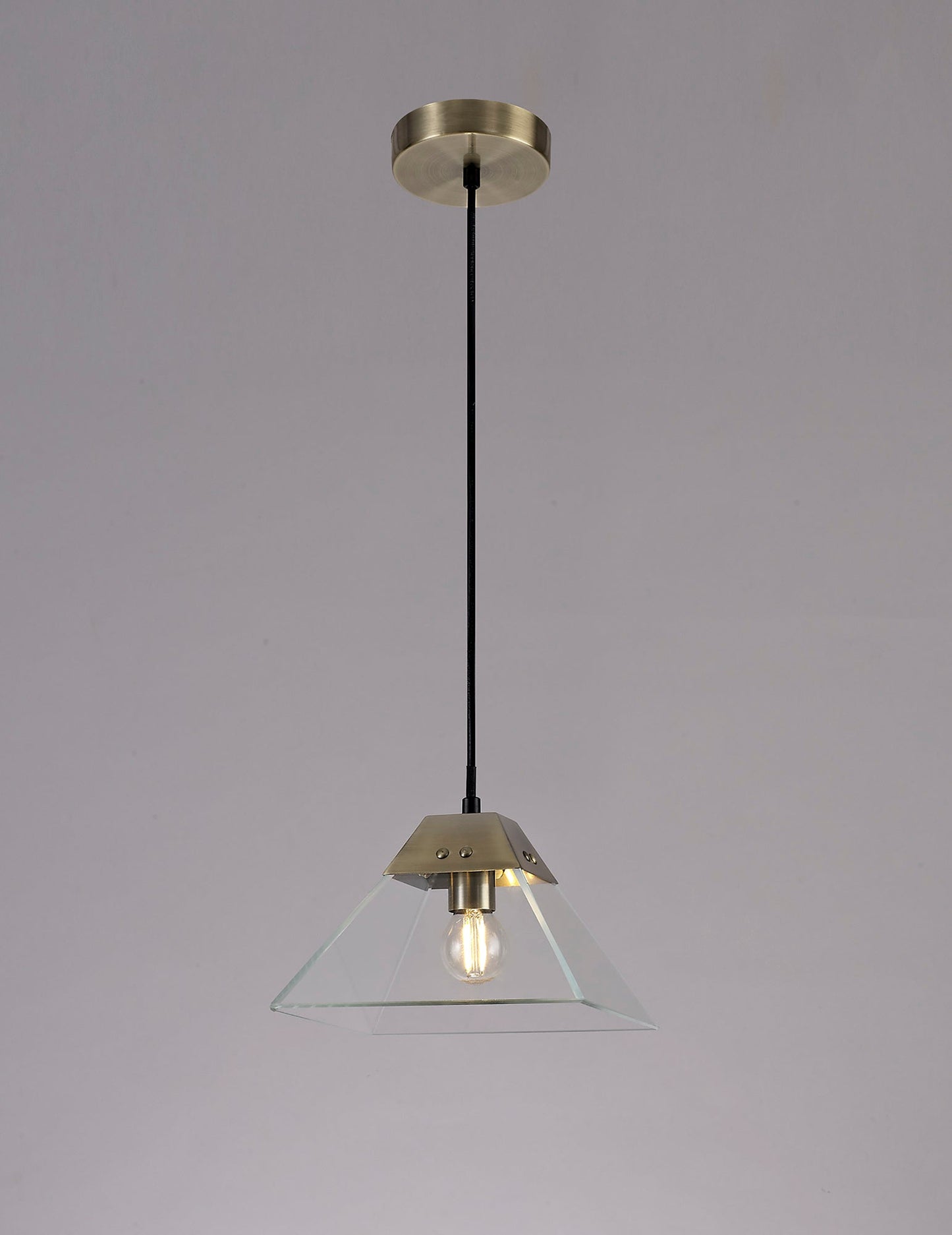 Whitley Square Pendant Small, 1 Light E14, Antique Brass 2